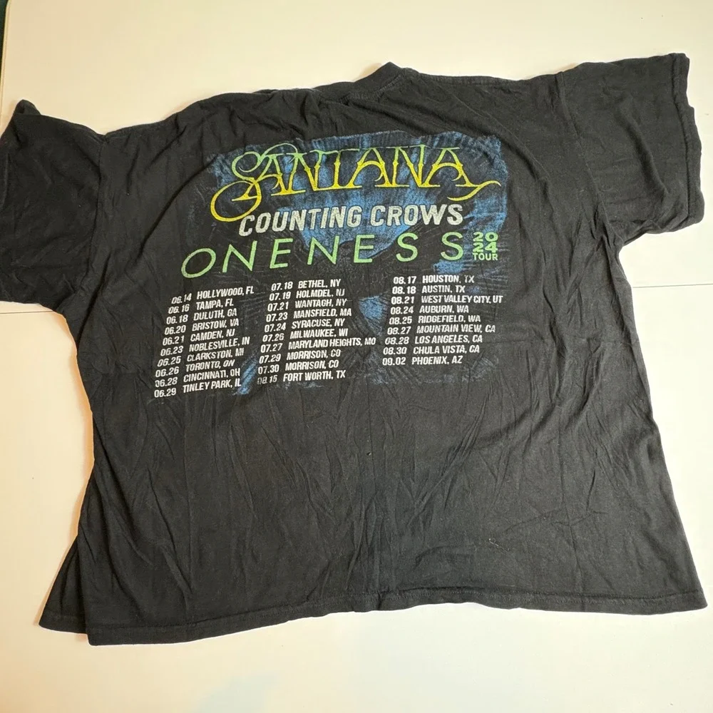Santana Counting Crows Oneness‎ Tour 2024 Band Tee Black Mens XL